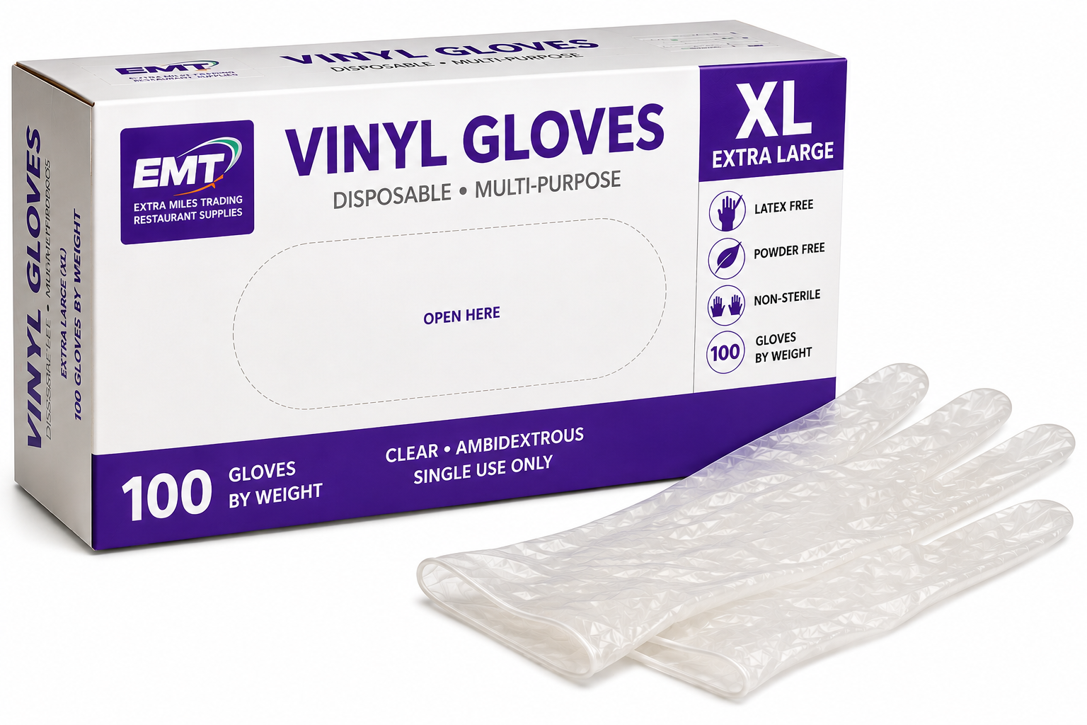 Vinyl Gloves - Medium(M) - 100/Box | Extra Miles Trading